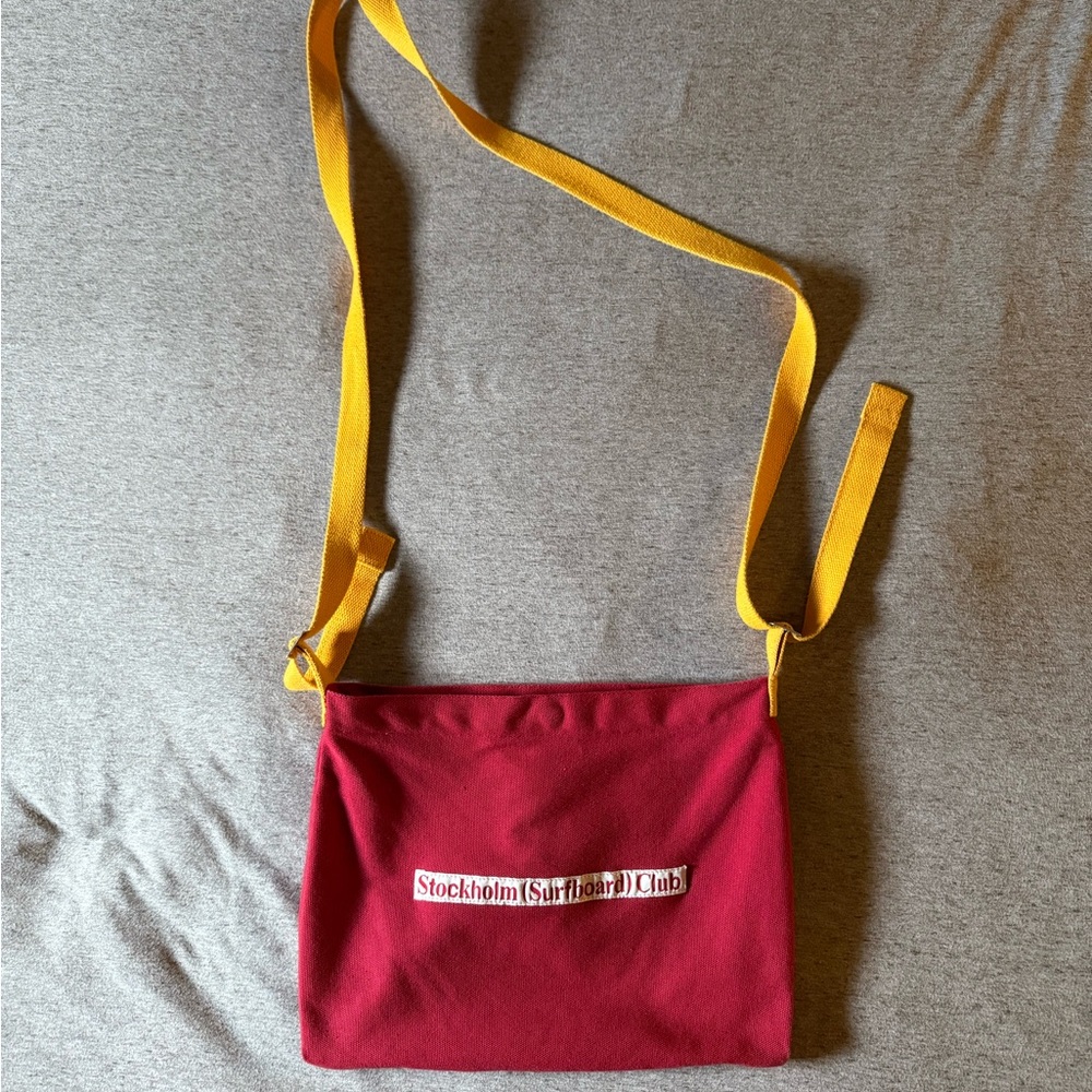Red Messenger Bag with Yellow Strap